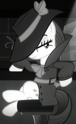 Size: 564x923 | Tagged: safe, screencap, rarity, pony, unicorn, sparkle's seven, cropped, detective rarity, hat, noir, solo