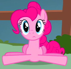 Size: 434x419 | Tagged: safe, screencap, pinkie pie, pony, putting your hoof down, cropped, leaning, solo