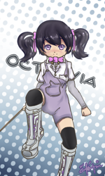 Size: 600x1000 | Tagged: safe, artist:inkintime, octavia melody, humanized, little octavia, overalls, pigtails, younger