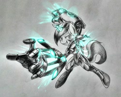 Size: 1000x800 | Tagged: safe, artist:discommunicator, lyra heartstrings, crossover, league of legends, mechanical hands, solo, vi