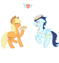 Size: 863x925 | Tagged: safe, artist:thatonegirlwhoships, applejack, soarin', earth pony, pony, female, food, male, pie, shipping, soarinjack, straight