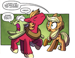 Size: 879x679 | Tagged: safe, artist:agnesgarbowska, idw, applejack, big macintosh, granny smith, earth pony, pony, spoiler:comic, spoiler:comicff27, male, stallion