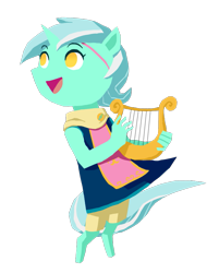 Size: 729x905 | Tagged: safe, artist:curiousglaistig, lyra heartstrings, anthro, hand, lyre, medli, nintendo, rito, style emulation, the legend of zelda, the legend of zelda: the wind waker