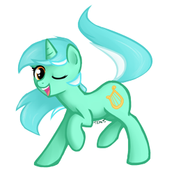 Size: 1000x1000 | Tagged: safe, artist:teaganofmars, lyra heartstrings, pony, unicorn, female, horn, mare, solo, wink