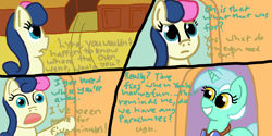 Size: 1600x800 | Tagged: safe, artist:roflpony, bon bon, lyra heartstrings, sweetie drops, comic