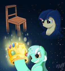 Size: 600x654 | Tagged: safe, artist:xnosidex, bon bon, lyra heartstrings, sweetie drops, chair, crossover, infinity gauntlet, infinity gems, lady death, marvel, mistress death, xk-class end-of-the-world scenario