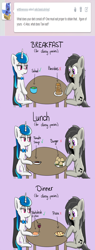 Size: 800x2100 | Tagged: safe, artist:verminshy, dj pon-3, octavia melody, vinyl scratch, earth pony, pony, bow, food, ponies eating meat, swapped cutie marks, tumblr