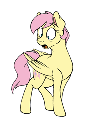 Size: 1016x1408 | Tagged: safe, artist:strangiesleepy, fluttershy, pegasus, pony, alternate hairstyle, short hair, simple background, solo, white background