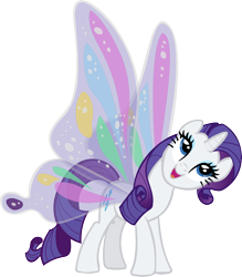 Size: 4000x4572 | Tagged: safe, artist:triox404, rarity, pony, unicorn, sonic rainboom (episode), beautiful, butterfly wings, female, glimmer wings, head tilt, mare, open mouth, simple background, smiling, solo, transparent background, vector, wings