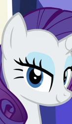 Size: 308x529 | Tagged: safe, screencap, rarity, pony, unicorn, sparkle's seven, cute, lidded eyes, looking at you, smiling