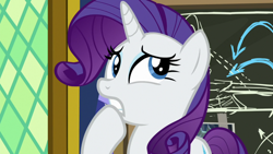 Size: 1920x1080 | Tagged: safe, screencap, rarity, pony, unicorn, sparkle's seven, female, mare, raised hoof, solo