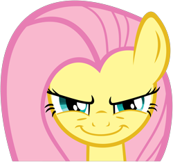 Size: 5158x4800 | Tagged: safe, artist:flutterguy317, part of a set, fluttershy, pegasus, pony, .svg available, absurd resolution, beware the nice ones, close-up, evil grin, grin, simple background, smiling, solo, transparent background, vector