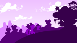 Size: 3265x1837 | Tagged: safe, artist:philiptomkins, derpibooru import, twilight sparkle, unicorn twilight, pony, unicorn, cloud, female, golden oaks library, hooves, horn, library, lineless, mare, minimalist, modern art, silhouette, solo, wallpaper