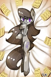 Size: 1500x2257 | Tagged: safe, artist:kaliptro, octavia melody, earth pony, pony, black mane, female, gray coat, mare, music notes, solo