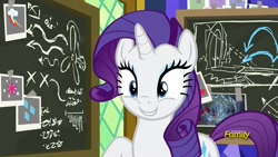 Size: 1920x1080 | Tagged: safe, screencap, rarity, pony, unicorn, sparkle's seven, chalkboard, solo