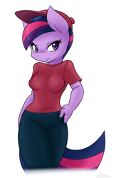 Size: 1222x1877 | Tagged: safe, artist:ambris, derpibooru import, twilight sparkle, anthro, cosplay, missing horn, multiple variants, solo, the fairly oddparents, timmy turner, voice actor joke