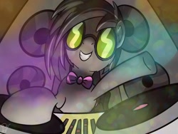 Size: 1280x960 | Tagged: safe, artist:pirill, octavia melody, earth pony, pony, 30 minute art challenge, alternate hairstyle, disc jockey, female, solo, speakers, sunglasses, turntable