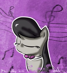 Size: 1280x1380 | Tagged: safe, artist:neko-me, octavia melody, earth pony, pony, 30 minute art challenge, bust, eyes closed, female, mare, music notes, outline, portrait