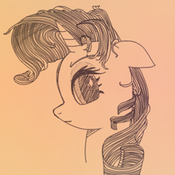 Size: 384x384 | Tagged: safe, artist:frenchpone, rarity, pony, unicorn, floppy ears, looking at you, messy mane, profile, sketch, solo