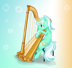 Size: 2608x2452 | Tagged: safe, artist:alouncara, lyra heartstrings, harp, magic, musical instrument, solo