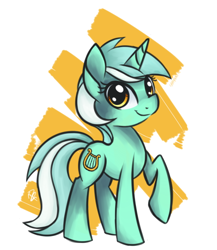 Size: 466x536 | Tagged: dead source, safe, artist:helhoof, lyra heartstrings, abstract background, raised hoof, smiling, solo