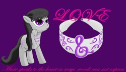 Size: 1366x786 | Tagged: safe, artist:fanglore17, octavia melody, earth pony, pony, black mane, clef, element of harmony, female, gray coat, mare, solo