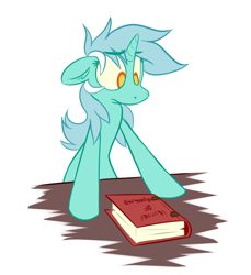 Size: 952x1040 | Tagged: safe, artist:owl-eyes, lyra heartstrings, pony, unicorn, book, female, green coat, horn, mare, two toned mane