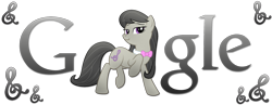 Size: 1800x700 | Tagged: safe, artist:kooner-cz, artist:thepatrollpl, octavia melody, earth pony, pony, bowtie, clef, cutie mark, female, google, hooves, logo, mare, simple background, solo, theme, transparent background, vector