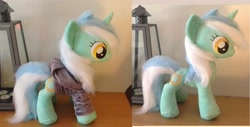 Size: 4240x2148 | Tagged: safe, artist:epicrainbowcrafts, lyra heartstrings, fanfic:background pony, clothes, hoodie, irl, photo, plushie, solo