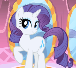 Size: 805x720 | Tagged: safe, screencap, rarity, pony, unicorn, cropped, female, intro, mare, mirror, opening, raised hoof, solo