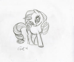 Size: 640x538 | Tagged: safe, artist:lauren faust, rarity, pony, unicorn, behind the scenes, black and white, concept art, female, grayscale, mare, monochrome, sketch