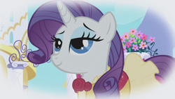 Size: 1280x720 | Tagged: safe, screencap, rarity, pony, unicorn, the ticket master, bedroom eyes, clothes, dress, female, imagine spot, lidded eyes, mare, solo