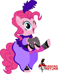 Size: 3778x4672 | Tagged: safe, artist:osipush, pinkie pie, earth pony, pony, absurd resolution, can-can, one eye closed, saloon dress, saloon pinkie, simple background, solo, transparent background