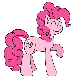 Size: 1400x1400 | Tagged: safe, artist:php47, pinkie pie, earth pony, pony, eyes closed, raised hoof, simple background, smiling, solo, transparent background