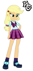 Size: 1317x2838 | Tagged: safe, artist:hellgirl66618, applejack, equestria girls, alternate universe, clothes, crystal prep academy uniform, school uniform, solo