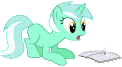 Size: 500x277 | Tagged: safe, artist:thecoltalition, lyra heartstrings, human, a-ha, animated, beckoning, book, hand, missing cutie mark, take on me
