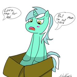 Size: 500x500 | Tagged: safe, artist:noah garcia, lyra heartstrings, pony, blushing, box, filly