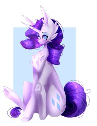 Size: 1024x1321 | Tagged: safe, artist:miereluna, rarity, pony, unicorn, abstract background, blushing, chest fluff, colored pupils, cute, ear fluff, female, hoof fluff, mare, raribetes, simple background, sitting, solo, transparent background, underhoof