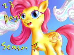 Size: 1024x768 | Tagged: safe, artist:katakiuchi4u, part of a set, fluttershy, pegasus, pony, season 7, cloud, countdown to season 7, solo