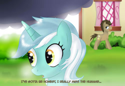 Size: 1799x1239 | Tagged: safe, artist:edowaado, doctor whooves, lyra heartstrings, pony, unicorn, female, horn, mare