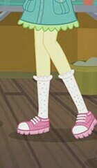 Size: 140x243 | Tagged: safe, fluttershy, equestria girls, legend of everfree, clothes, legs, pictures of legs, raised leg, shoes, shorts, skirt, sneakers, socks, solo