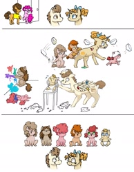 Size: 1480x1905 | Tagged: safe, artist:ukulelepineapplecat, cheese sandwich, pinkie pie, pound cake, pumpkin cake, earth pony, pony, cheesepie, crying, cute, diaper, female, male, next generation, offspring, older, paint, painting, parent:cheese sandwich, parent:pinkie pie, parents:cheesepie, shipping, straight