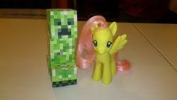 Size: 960x540 | Tagged: safe, fluttershy, pegasus, pony, craft, creeper, minecraft, papercraft, toy