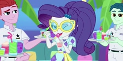 Size: 2000x1000 | Tagged: safe, screencap, rarity, better together, equestria girls, i'm on a yacht, background human, one eye closed, wink, wrong aspect ratio