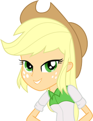 Size: 3000x3894 | Tagged: safe, artist:nero-narmeril, applejack, equestria girls, bedroom eyes, clothes, cowboy hat, freckles, hat, simple background, solo, stetson, transparent background, vector