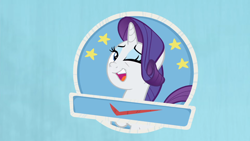 Size: 1600x900 | Tagged: safe, screencap, rarity, pony, unicorn, she's all yak, blue background, check mark, eyeshadow, faic, female, makeup, mare, one eye closed, simple background, solo, stamp of approval, wink