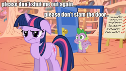 Size: 880x495 | Tagged: safe, derpibooru import, screencap, spike, twilight sparkle, dragon, frozen (movie), image macro, meme, reference