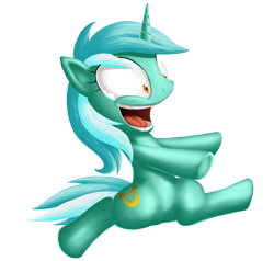 Size: 620x591 | Tagged: safe, artist:berrypawnch, lyra heartstrings, pony, bipedal, human behavior, irrational exuberance, running, smiling