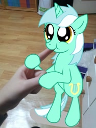 Size: 960x1280 | Tagged: safe, lyra heartstrings, human, pony, unicorn, female, hand, horn, humie, mare