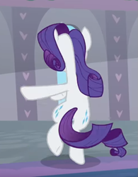 Size: 523x672 | Tagged: safe, screencap, rarity, pony, unicorn, season 9, she's all yak, bipedal, both cutie marks, cropped, female, fit right in, mare, rear view, solo, twirl